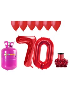 HeliumKing Set pentru petrecerea 70 aniversări a zilei de naștere cu heliu și baloane roșii