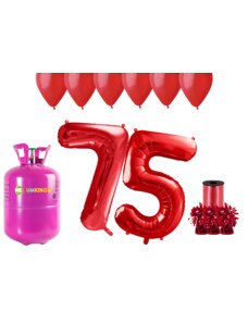 HeliumKing Set pentru petrecerea 75 aniversări a zilei de naștere cu heliu și baloane roșii