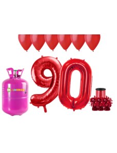 HeliumKing Set pentru petrecerea 90 aniversări a zilei de naștere cu heliu și baloane roșii