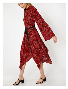 Koton femei Red Leopard Print Dress