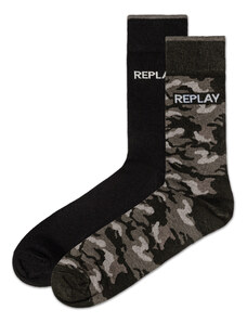 Replay Ponožky Casual Leg Logo&Camuflaj 2Prs Banner - Negru / Camou