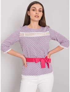 Fashionhunters Bluză albă și roz cu modele colorate