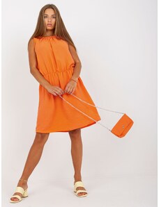 Fashionhunters Rochie portocalie o marime cu banda elastica la decolteu