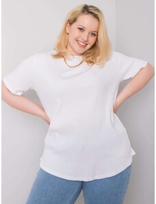 Fashionhunters Bluză albă, plus dimensiune, dungi