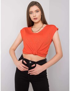 Fashionhunters RUE PARIS Bluza cu dungi portocalii pentru femei