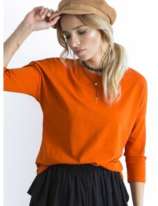 Fashionhunters Bluza de baza cu maneci 3/4, portocaliu inchis