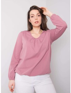 Fashionhunters Bluza din bumbac roz prăfuit plus dimensiune