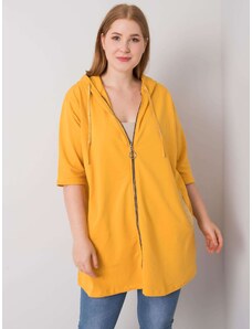 Fashionhunters Tricou pentru femei de culoare galben închis plus dimensiune cu fermoar