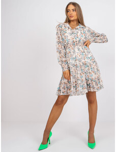 Fashionhunters Beige minidress with floral print