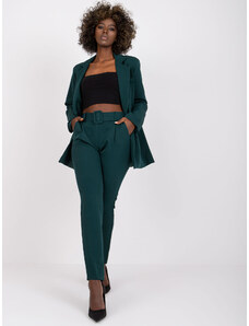 Fashionhunters Dark green classic Giulia trousers with high waist