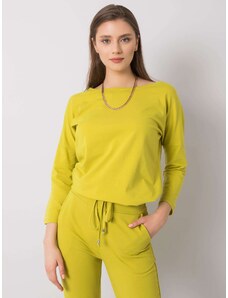 Fashionhunters Bluza din bumbac verde deschis pentru femei