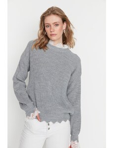 Trendyol Gray Dantelă detaliate Knitwear pulover