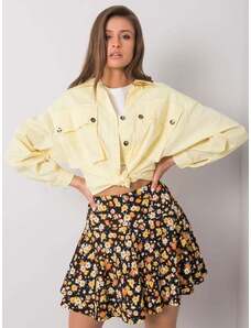 Fashionhunters RUE PARIS Cămașă galbenă pentru femei cu buzunare