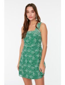 Rochie cu guler pătrat verde trendyol