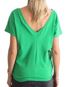 Fashionhunters Tricou verde cu gât spate