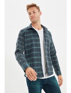 Trendyol Green Men's Slim Fit Epaulette Lumberjack Carouri Shirt