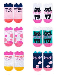 Yoclub Kids's Cotton Baby Girls 'Socks Patterns Colors 6-pack SKC/3D-EARS/6PAK/GIR/001
