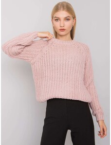 Fashionhunters RUE PARIS Pulover tricotat roz deschis