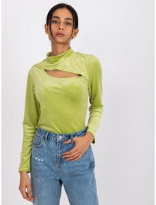 Fashionhunters Light green velour blouse cut Kigali