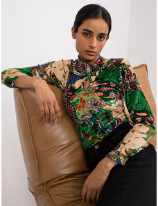 Fashionhunters Green patterned blouse by Welur Bologna