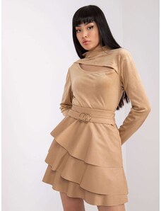 Fashionhunters Dark beige velour blouse with long sleeves from Kigali
