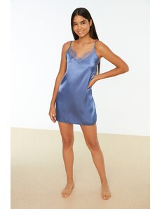 Trendyol Blue Dantelă detaliate Satin Nightgown