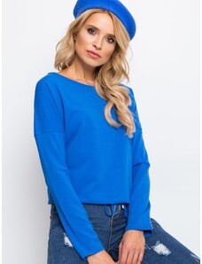 Fashionhunters Bluza albastra de baza cu maneci lungi