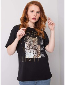 Fashionhunters Tricou negru cu imprimeu animal print