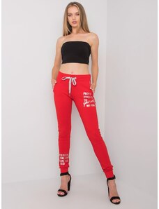 Fashionhunters Pantaloni de trening roșii pentru femei cu o inscripție