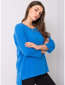 Fashionhunters Bluza albastră din bumbac pentru femei