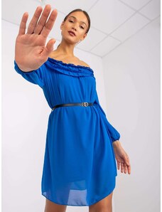 Fashionhunters Dark blue dress with shoulders by Ameline