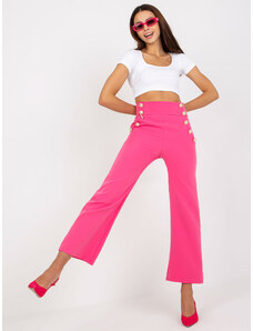 Fashionhunters Pantaloni de costum roz închis pentru femei cu talie înaltă