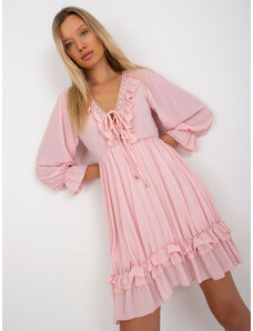 Fashionhunters Light pink boho dress with frills Winona OCH BELLA