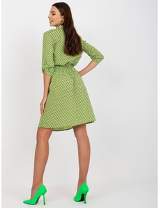 Fashionhunters Green patterned casual dress with 3/4 sleeves