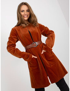 Fashionhunters Light brown elegant cape with pockets