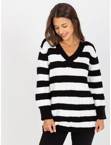 Fashionhunters Black and white oversize sweater with wool RUE PARIS