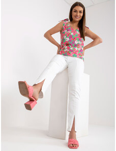 Fashionhunters Green-pink summer top with RUE PARIS prints