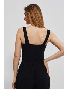 Moodo Ribbed top with wide straps - black