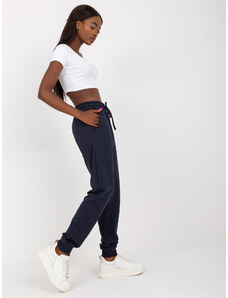Fashionhunters Basic dark blue sweatpants with pockets