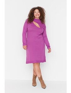 Trendyol Purple Stand-Up Guler Cut Out Detailed Sweater Dress