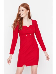 Trendyol Red Mini Button Detailed Woven Woven Dress