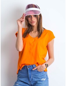 Fashionhunters Orange V-gât tricou de bumbac