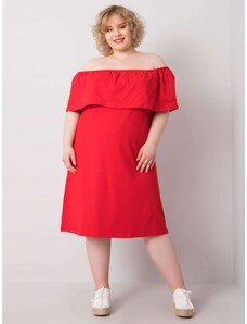 Fashionhunters Rochie roșie plus size cu decolteu spaniol