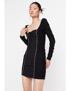 Trendyol Black Stone Stripe detaliată țesută rochie de seară elegantă