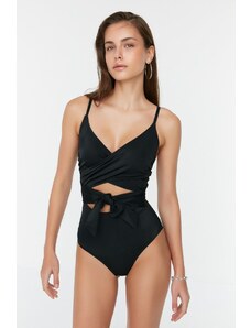 Trendyol Black Double Breasted Cut Out/Cu Window Normal Leg Swimsuit