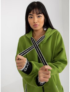 Fashionhunters Light green long zippered sweatshirt made of Mayar cotton