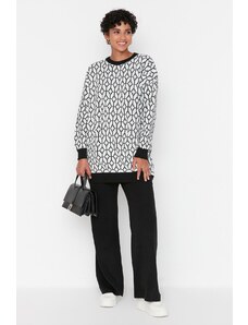 Trendyol Black Geometric Pattern Sweater-Pants Knitwear Set