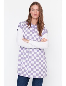 Trendyol Purple Checkerboard Model Tricotaje Pulover