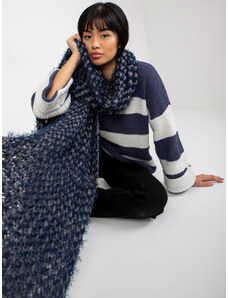 Fashionhunters Women's winter knitted scarf of gray and dark blue color