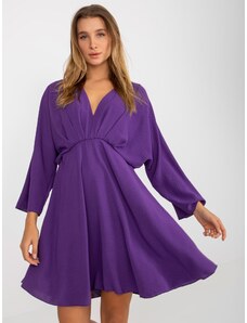 Fashionhunters Dark purple airy dress with neckline by Zayn